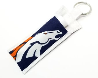 Chapstick Holder Keychain, Lip Balm Holder, Chapstick Holder, Lip Balm Keychain, Fabric Chapstick Holder, Denver Broncos Lip Balm Holder