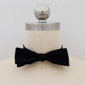 Fixed Length Bow Tie, Free Style Bow Tie, Men&#39;s Bow Tie, Groom, Formal Bow Tie, Self Tie Bow Tie, Custom Made, Semi-Butterfly Bow Tie, Black