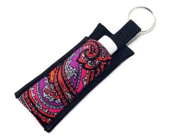 Chapstick Holder Keychain, Lip Balm Holder, Chapstick Holder, Lip Balm Keychain, Fabric Chapstick Holder, Fabric Lip Balm Case, Paisley