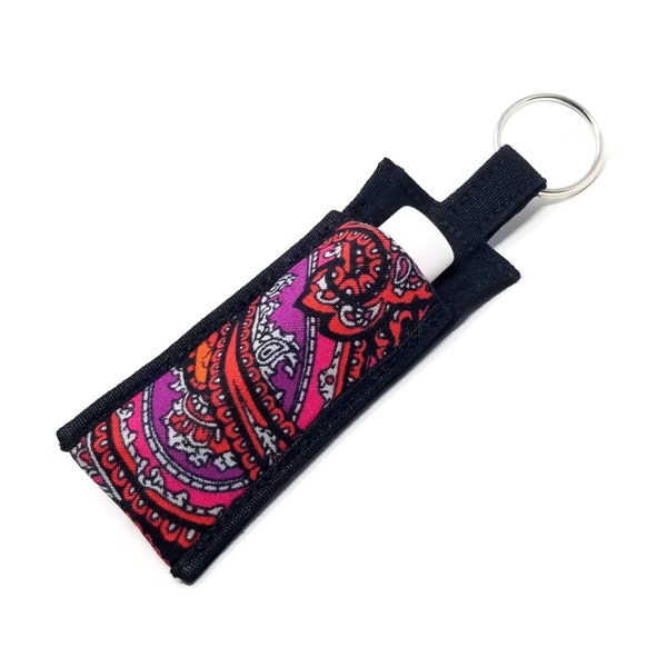 Chapstick Holder Keychain, Lip Balm Holder, Chapstick Holder, Lip Balm Keychain, Fabric Chapstick Holder, Fabric Lip Balm Case, Paisley