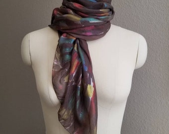 Fashion Scarf, Sheer Scarf, Long Scarf, Brown Sheer Scarf, Iridescent, Luminous, Multi-Colored Fashion Scarf, Gift, AnnabelsAccessories