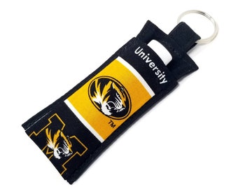 Chapstick Holder Keychain, Lip Balm Holder, Fabric Chapstick Holder, Lip Balm Keychain, Fabric Chapstick Holder, Missouri Tigers, Mizzou