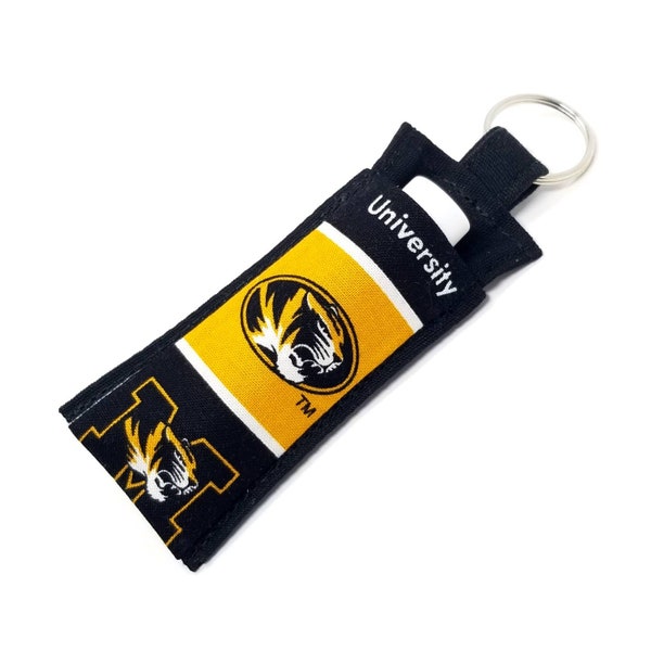 Chapstick Holder Keychain, Lip Balm Holder, Fabric Chapstick Holder, Lip Balm Keychain, Fabric Chapstick Holder, Missouri Tigers, Mizzou