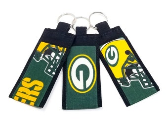 Chapstick Holder Keychain, Lip Balm Holder, Chapstick Holder, Lip Balm Keychain, Fabric Lip Balm Holder, Green Bay Packers, Team Sports