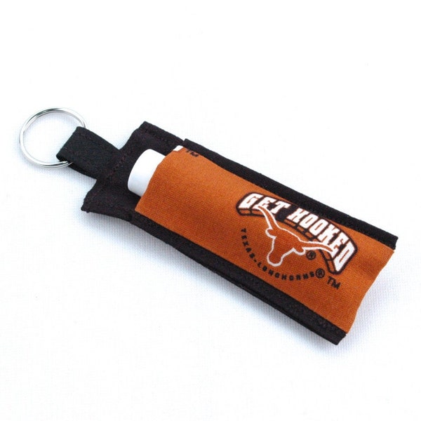 Chapstick Holder Keychain, Lip Balm Holder, Chapstick Holder, Lip Balm Keychain, Lip Balm Cozy, Chapstick Cozy, Texas Longhorns, Team Sport