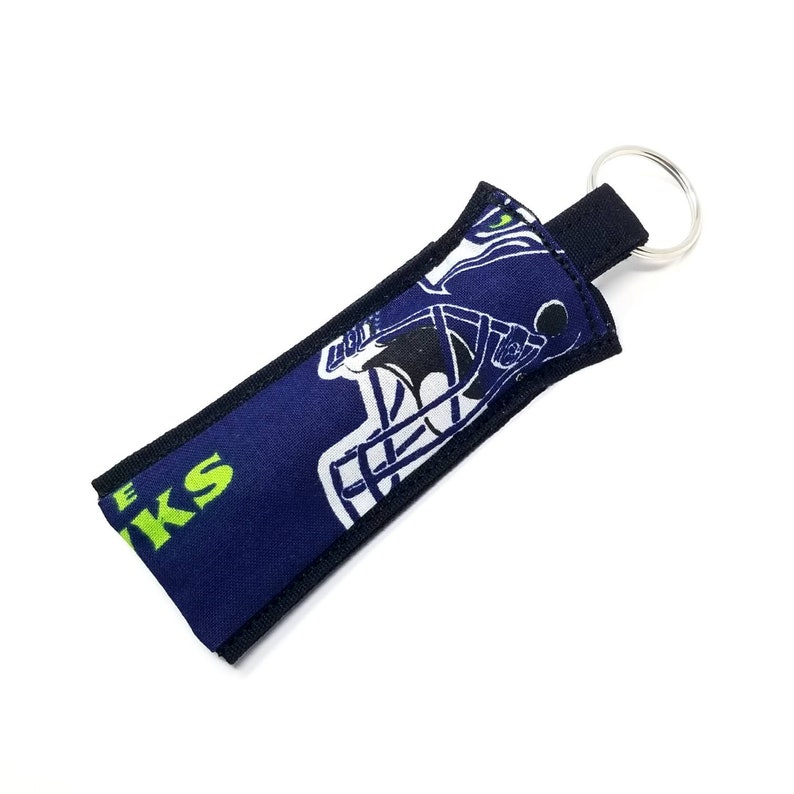 Chapstick Holder Keychain, Lip Balm Holder, Chapstick Holder, Lip Balm Keychain, Fabric Chapstick Holder, Seattle Sea Hawks Lip Balm Holder image 2