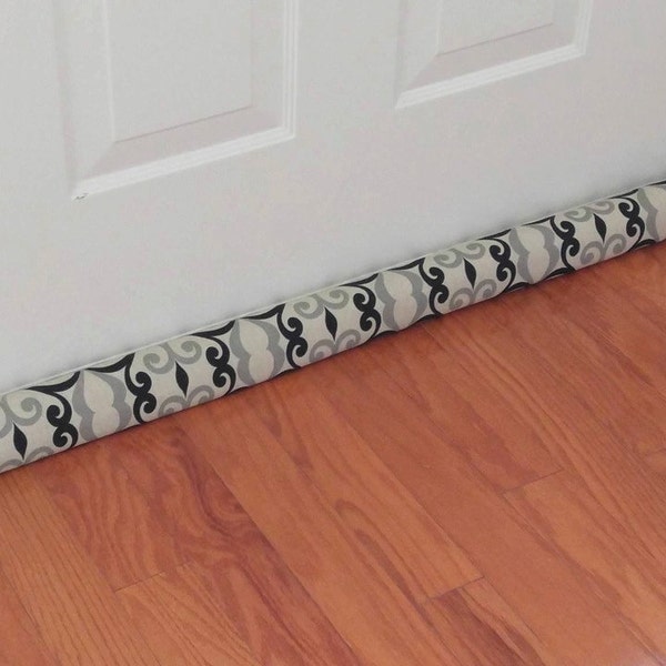 Door Draft Stopper, Room to Room Noise Reducer, AnnabelsAccessories, Door Stopper, Door Snake, Black & Cream Door Draft Stopper, Home Decor