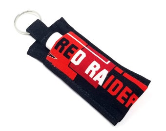 Chapstick Holder Keychain, Lip Balm Holder, Fabric Chapstick Holder, Lip Balm Keychain, Fabric Chapstick Holder, Texas Tech, Red Raiders