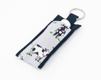 Chapstick Holder Keychain, Fabric Lip Balm Holder, Chapstick Holder, Lip Balm Keychain, Lip Balm Case, Cows Lip Balm Holder, Chapstick, Cows