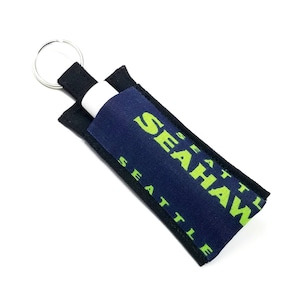 Chapstick Holder Keychain, Lip Balm Holder, Chapstick Holder, Lip Balm Keychain, Fabric Chapstick Holder, Seattle Sea Hawks Lip Balm Holder image 1