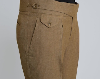Pantalón estilo Gurkha de algodón marrón personalizado para hombre con botón ajustable