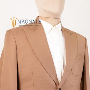 Men&#39;s Customized Blazer Cotton Brown Single Breasted Peak Lapel Designer Jacket for Anniversary Prom Attire Wedding Groom&#39;s Attire