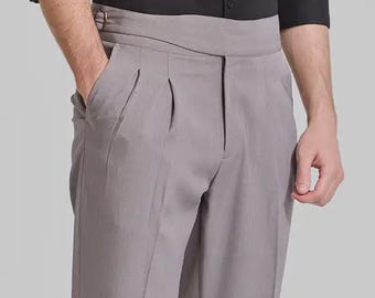 Pantalones Gurkha grises a medida para hombre: Pantalón de vestir formal para novios