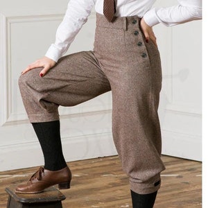 Unisex Men Women Customized Wool Victorian Pant Historical Regency Fashion Breeches 19th Century Vintage High Waist Fall Front Trousers