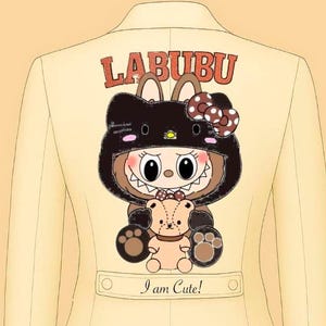 Women&#39;s Ivory 2 Piece Pantsuit Set Customized Labubu Doll Embroidered Wedding Suits Cocktail Attire Country Style Suits Halloween Outfits