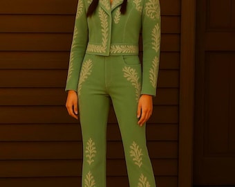 Women Customized 2Pc Suit Floral Embroidered Mariachi Clothing Suit Mexican Wedding Suits