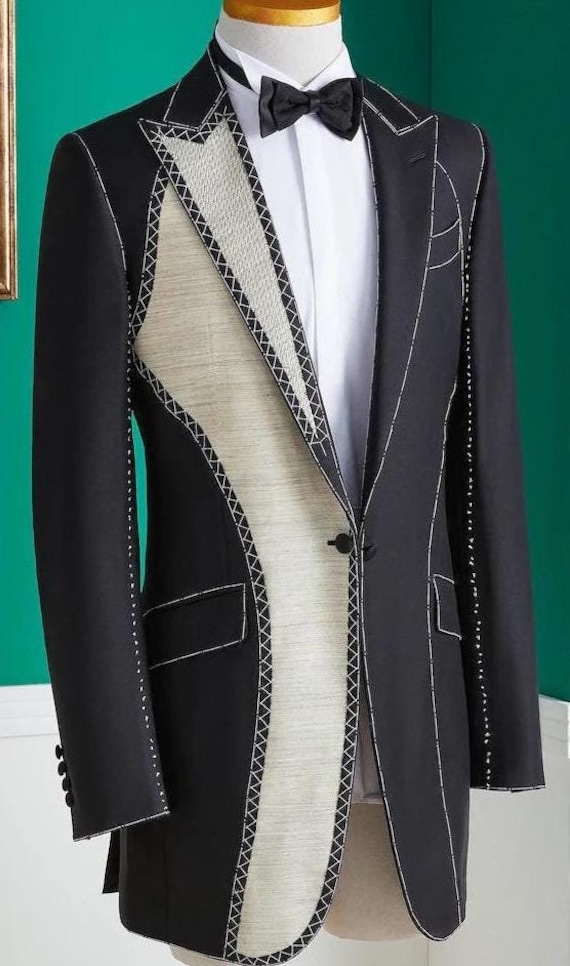 Bespoke Black 3Pc: Handmade Wedding Groom Attire