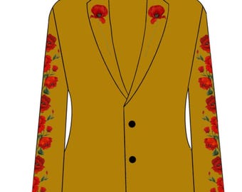 Men's Cowboy Yellow 2 Piece Floral Embroidered Country Western Suits