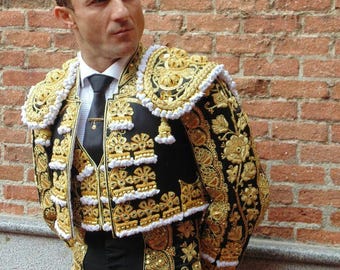 Men&#39;s Customized Black Matador Men Bull Fighter Costume Spanish Bullfighter Carnival Outfit Theatrical Spanish Cosplay Outfits Charto Suits