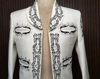 Men's Ivory Customized 3Pc Mariachi Jackets Embroidery Groom Wedding Jackets