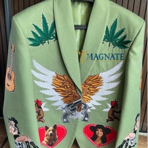 Abiti da uomo personalizzati in stile country western, con aquila verde, stampa digitale, 2 pezzi, per sposo, matrimonio, abiti da cocktail, abiti da cowboy.