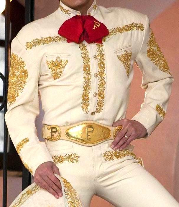 Men Customized Cotton White Gold-Embroidered Mariachi 3-Piece Charro Suit - Perfect for Weddings, Cocktails and Christmas Valentine Costumes