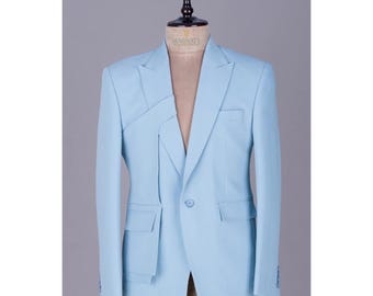 Men's Customized Blue 2 Piece Suit – Bespoke Wedding Suit Groomsmen Attire