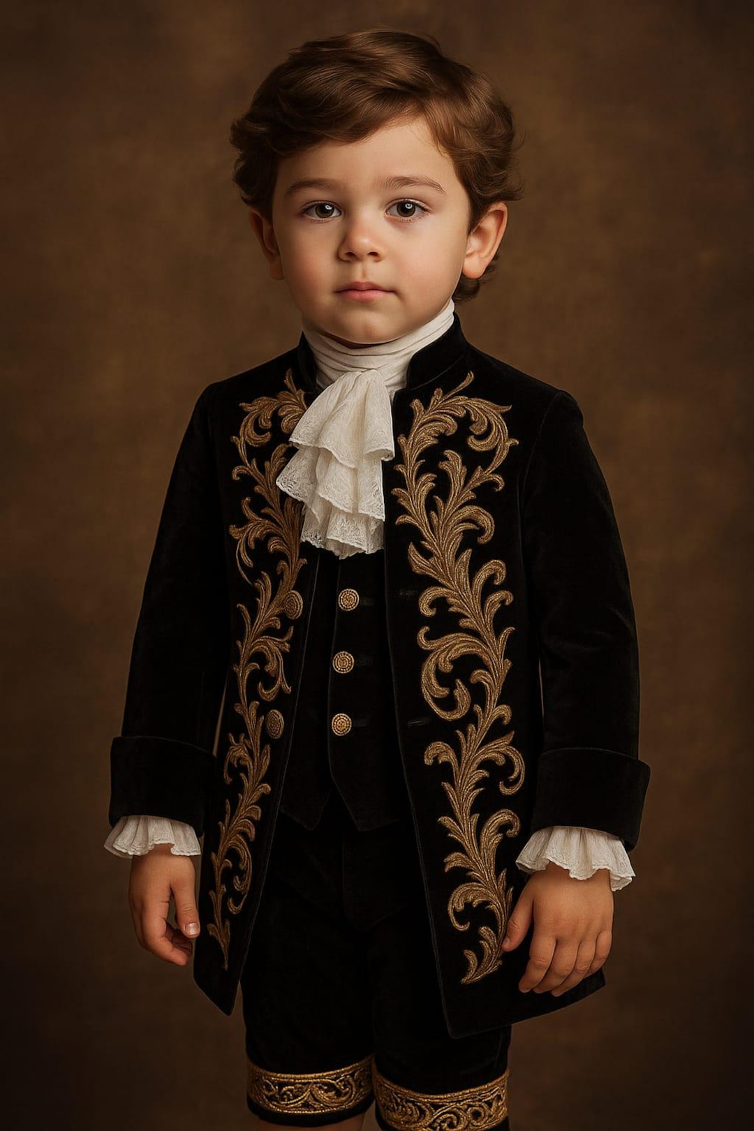 Boy Rococo Hair Custom Baby Boy Black Rococo Suit – Golden Embroidered Regal Outfit - Etsy