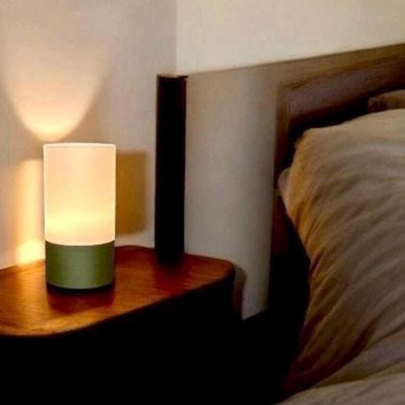 Minimalist Bedside Table Lamp: Eco-Friendly Warm White LED Light image 7