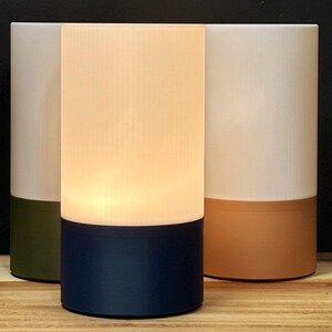 Minimalist Bedside Table Lamp: Eco-Friendly Warm White LED Light image 5