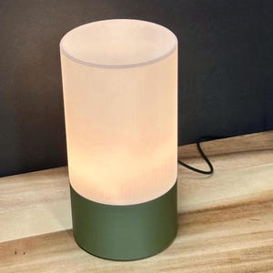 Minimalist Bedside Table Lamp: Eco-Friendly Warm White LED Light image 6