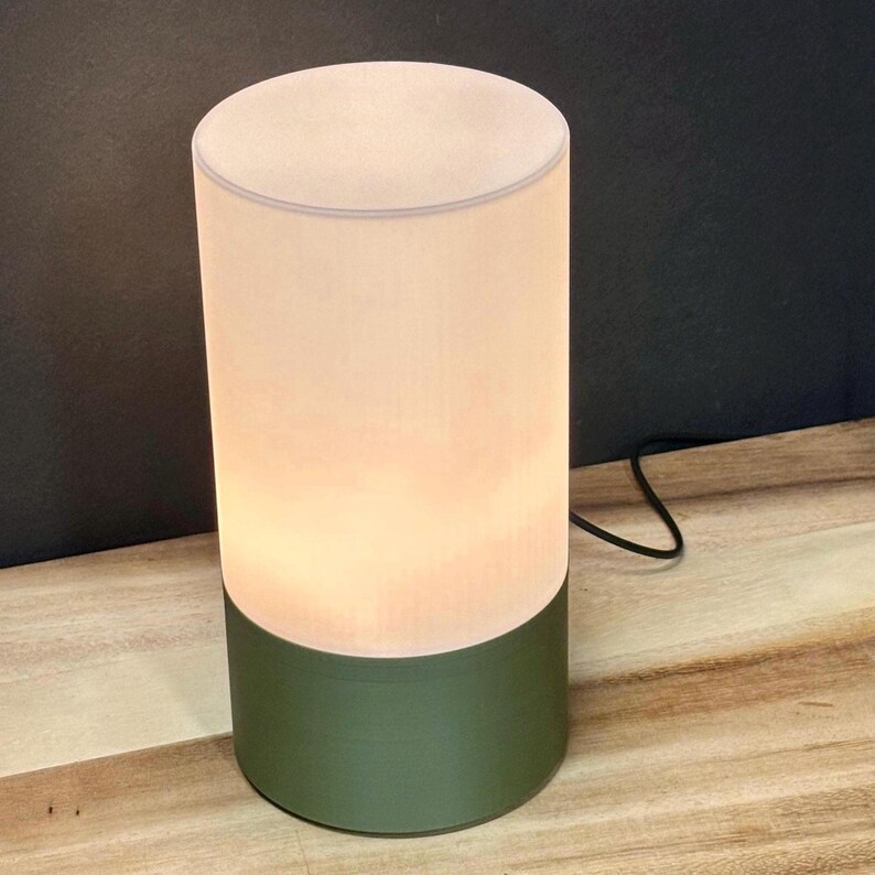 Minimalist Bedside Table Lamp: Eco-Friendly Warm White LED Light image 6