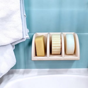 Suction Cup 3-Bar Solid Shampoo and Conditioner Bar Holder, Plant-Based Plastic Draining Soap Dish