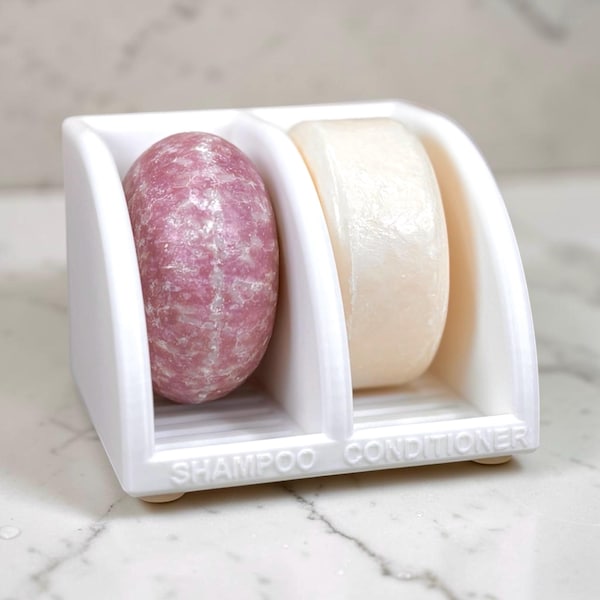 Two Bar Soap Dish – Plant-Based Plastic, Shampoo & Conditioner Holder