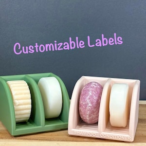 Soap Dish for 2 Bars – Solid Shampoo & Conditioner Holder | Eco-Friendly Draining Soap Organizer | Made from Plant-Based Plastic