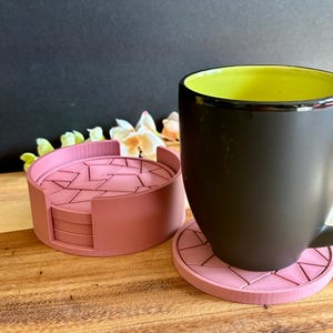 ホルダースタンド付きドリンクコースター、モザイクデザインコースター4枚セット、ウェディングギフト、マット仕上げのコースター4枚とホルダーのギフトセット