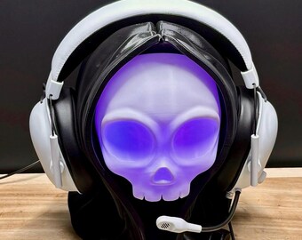 RGB Headphone Stand, Grim Reaper Headset Holder with Color Chaging LED Light, Gaming Desk Accessory, Eco-friendly Plant Based Plastic