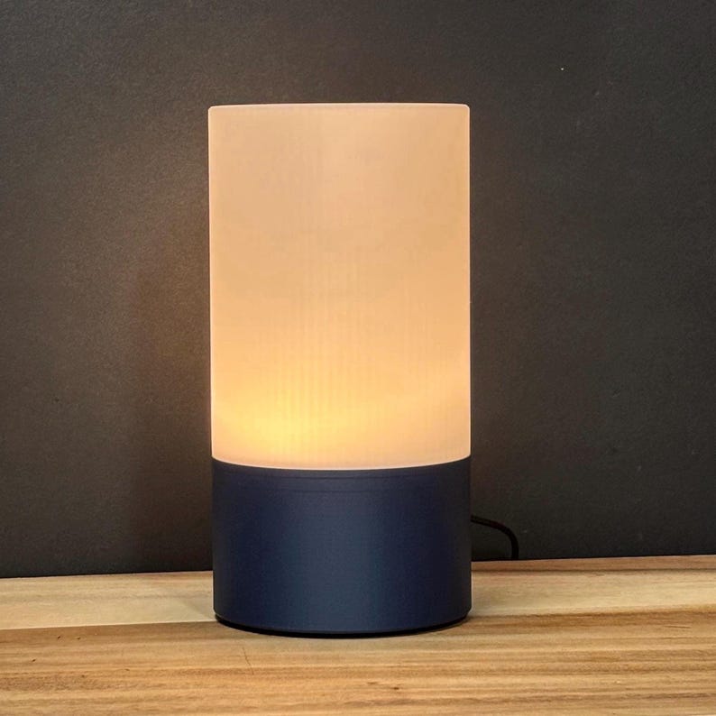Minimalist Bedside Table Lamp: Eco-Friendly Warm White LED Light image 1