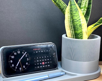 Phone Charging Station Organizer, Phone Charging Dock with Planter, Plant-Based Plastic, Matte Finish