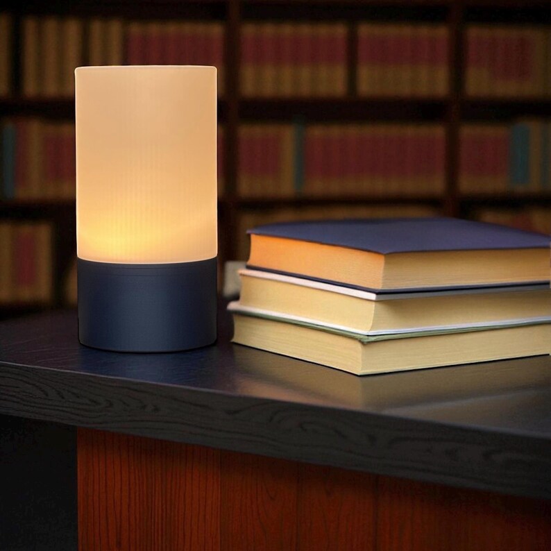 Minimalist Bedside Table Lamp: Eco-Friendly Warm White LED Light image 3