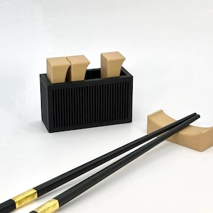 Chopstick Rest, Hashioki with Organizer Holder, Birthday Gift, 4 Chopstick Cradle with Holder Gift Set Made from Plant-based Plastic