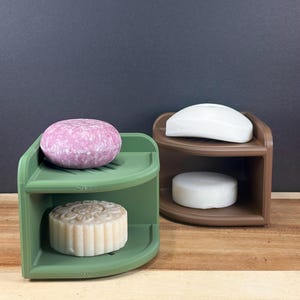 Plant-Based Plastic 2-Bar Corner Shelf: Solid Shampoo & Conditioner Holder