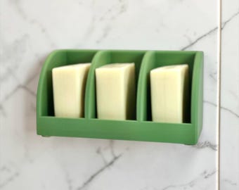 Customizable Family Soap Holder | 3 Bar Self Draining Soap Dish