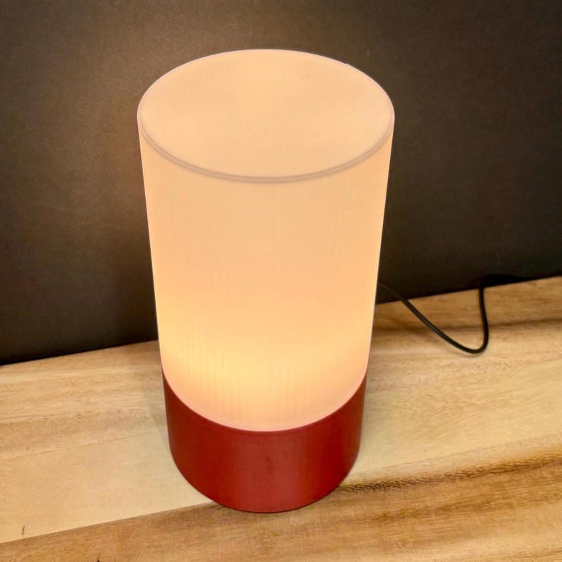 Minimalist Bedside Table Lamp: Eco-Friendly Warm White LED Light image 4