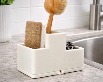 Minimalist Kitchen Sink Caddy: Plant-Based Plastic Sponge and Brush Organizer