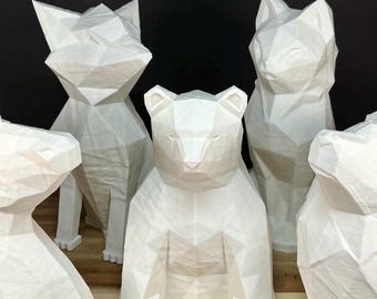 RGB Geometric Animal Nightlight: Plant-Based Low Poly LED Lamp