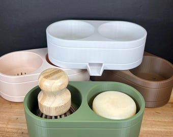 Kitchen Sink Caddy, Solid Dish Soap & Brush Caddy with Drain Tray, Best Gift for Mom, Draining Soap Organizer Made from Plant-based Plastic