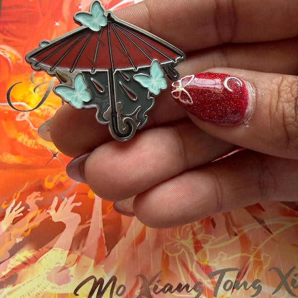 TGCF Inspired Enamel Pin | Red Umbrella & Butterfly Lapel Pin