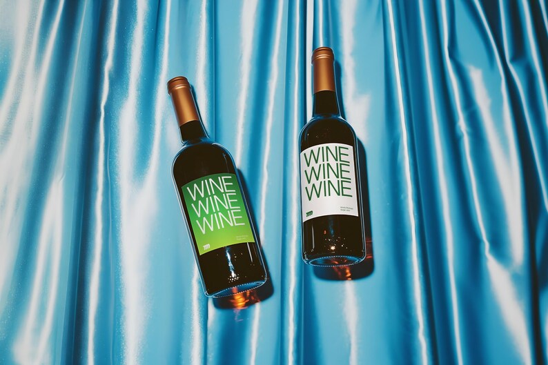Wine Bottle Packaging Label mockup in a realistic scene with editable PSD layers, perfect for branding design