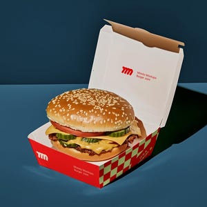 Fast Food Burger and Fries Packaging mockup in a realistic scene with editable PSD layers, perfect for branding design